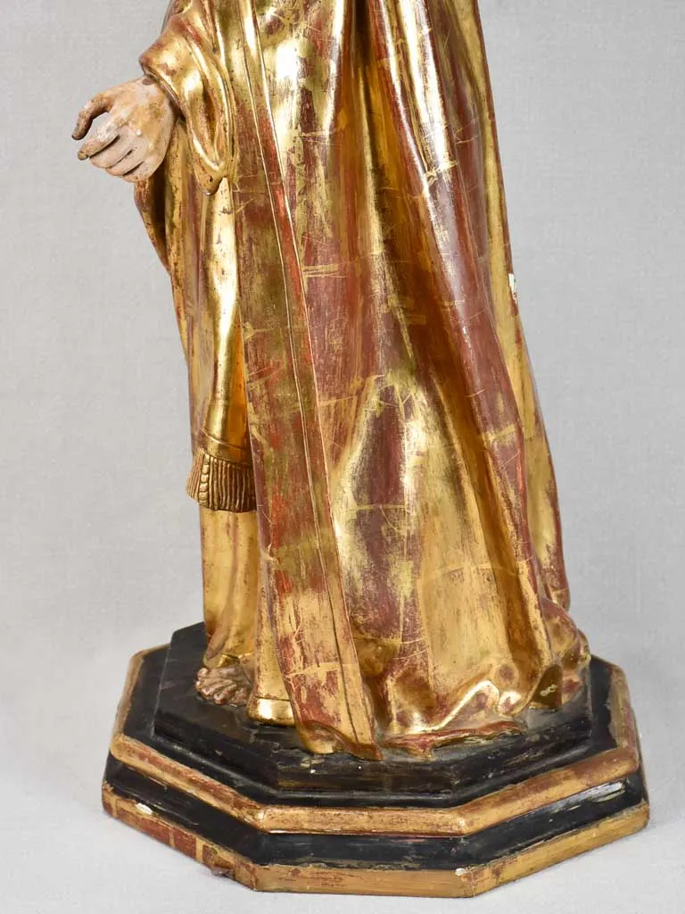 19th century religious statue of Saint Joseph - gilded paper mache 33½"