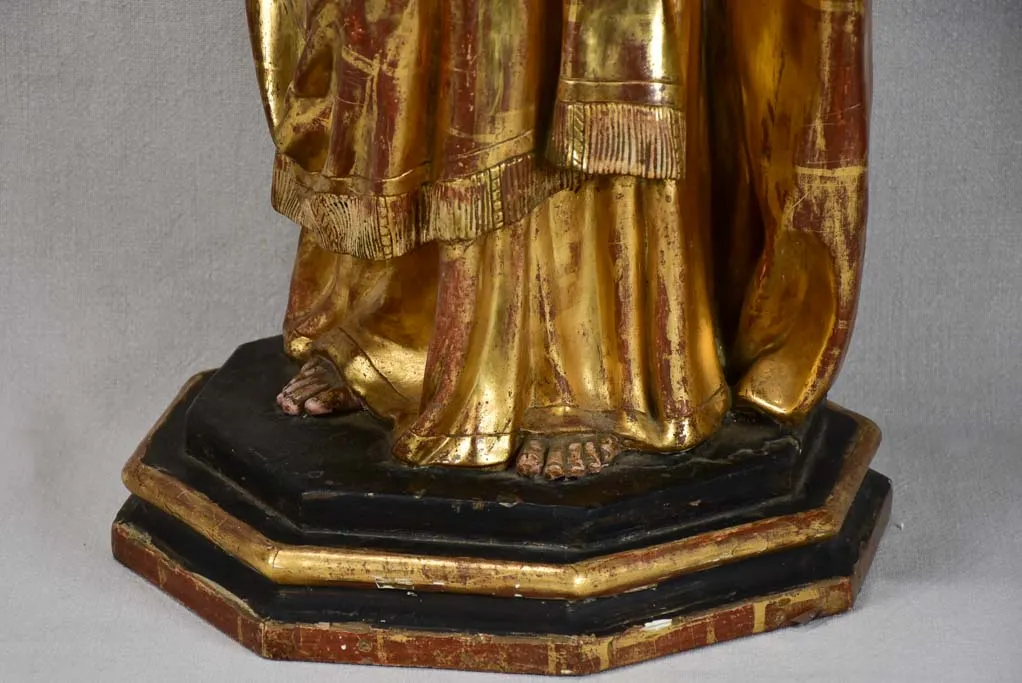 19th century religious statue of Saint Joseph - gilded paper mache 33½"