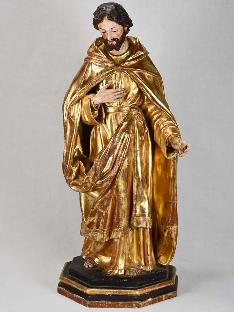 19th century religious statue of Saint Joseph - gilded paper mache 33½"