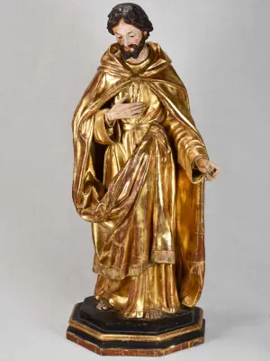 19th century religious statue of Saint Joseph - gilded paper mache 33½"