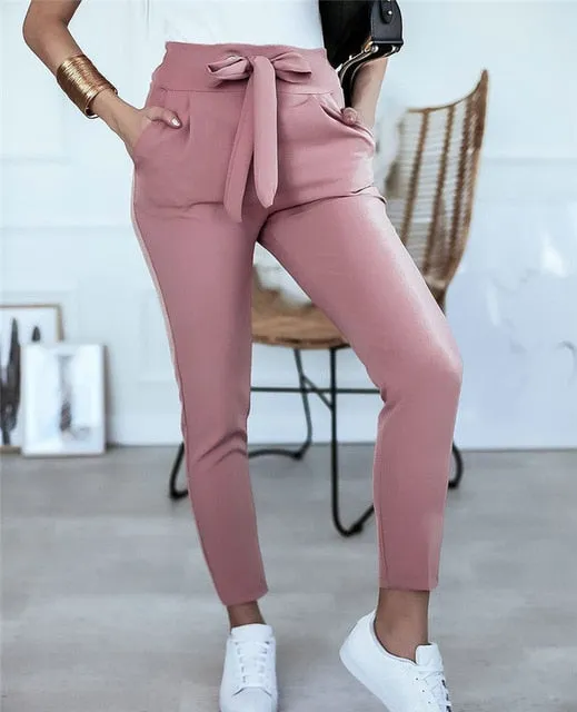 2021 England Style Women Pencil Pants High Waist Slim Hips Sizes S - XL