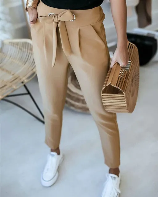 2021 England Style Women Pencil Pants High Waist Slim Hips Sizes S - XL