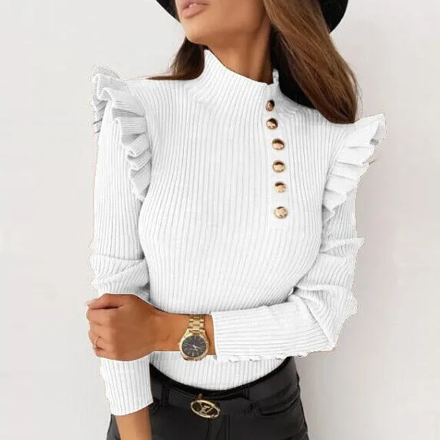 2021 Fashion Autumn Butterfly Long Sleeve Blouse Elegant Sizes S - 2XL