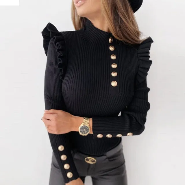 2021 Fashion Autumn Butterfly Long Sleeve Blouse Elegant Sizes S - 2XL