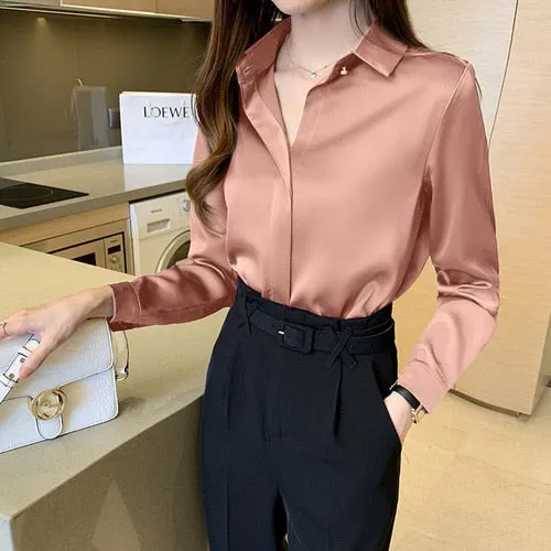 2021 New!!! Women's Silk Shirts Long Sleeve Sizes S - 2XL