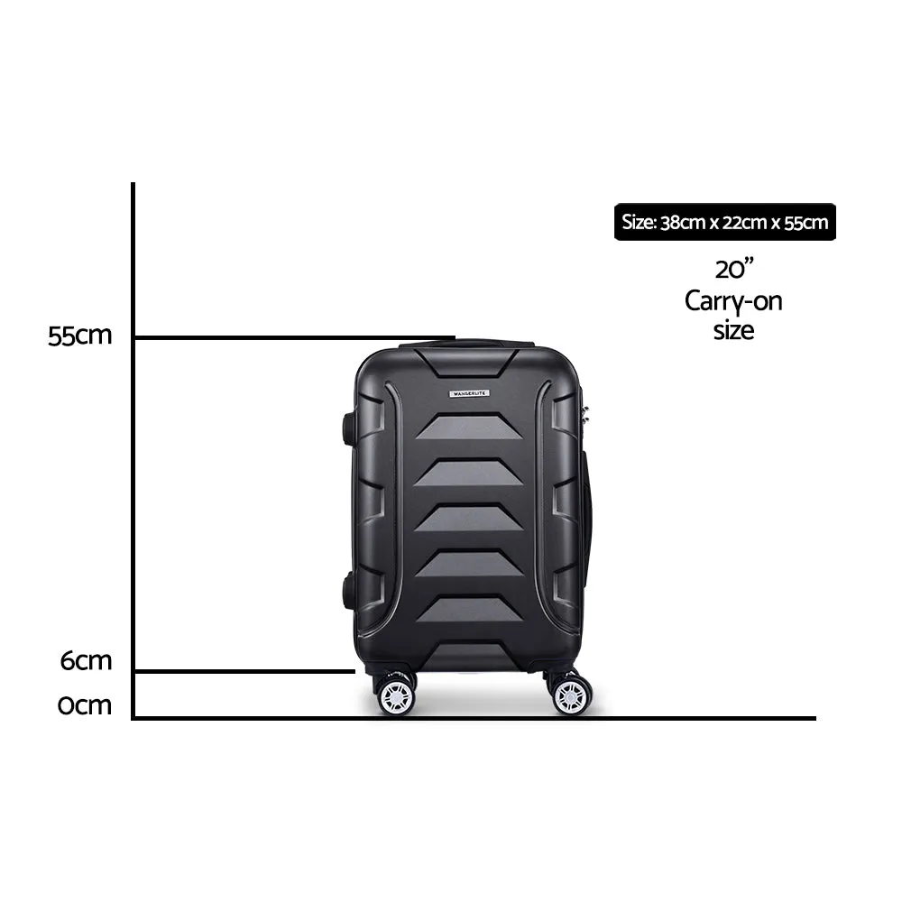 20" 55cm Luggage Trolley Travel Suitcase Set Hard Case Lightweight Strap