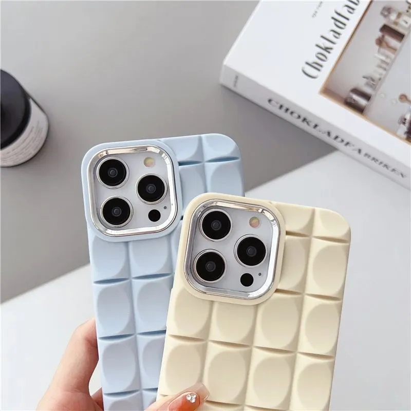 3D Cubic Bubble Silicone iPhone Rubber Case With Silver Border