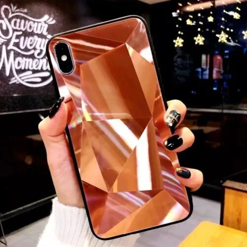 3D Diamond  Mirror Glass Case For iPhone XSMax