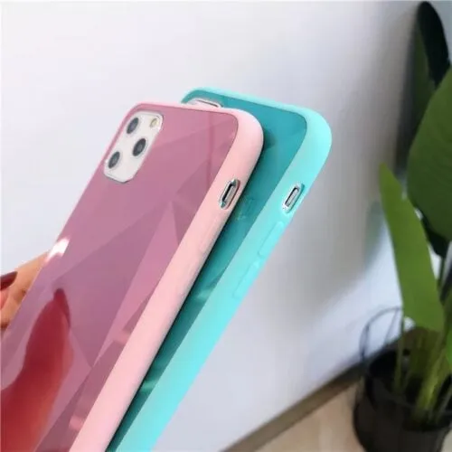 3D Diamond  Mirror Glass Case For iPhone XSMax