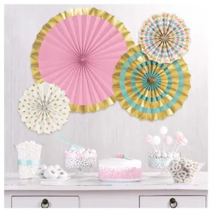 4 Glitter Paper Fans  Pastel  8in to 16in