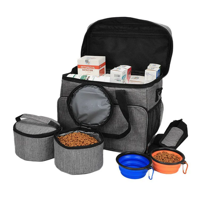 (40x30cm) Pet Accessories Carrying Bag Travel Carrying Bag for Food / Treats / Toys incl. Food Bowl - Gray