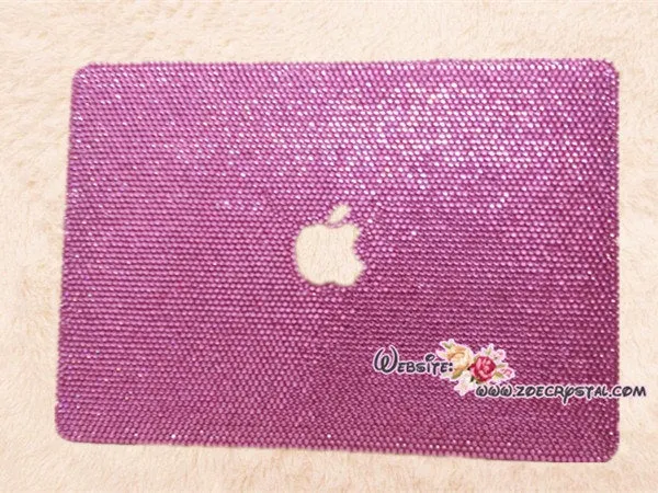 4mm MACBOOK Air Pro Case Cover w Bedazzled Sparkly Shinny Fuchsia Crystal Rhinestones Kim Kardashian Celebrites Luxurious