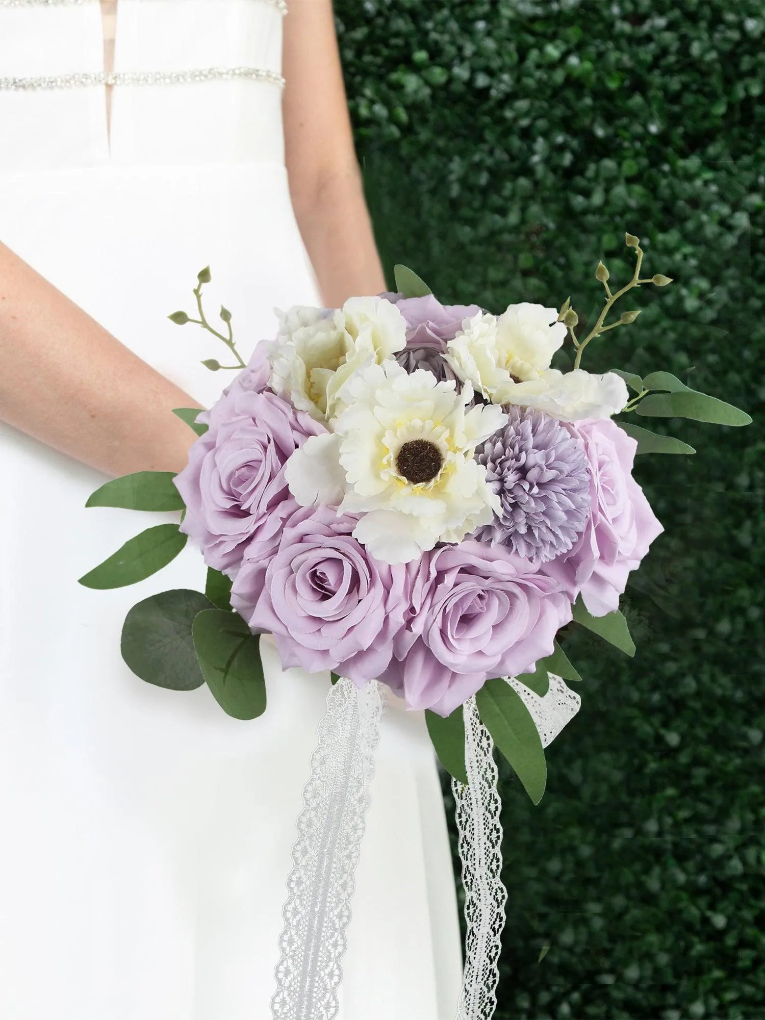 8.9 inch wide Pastel Purple Bridesmaid Bouquet