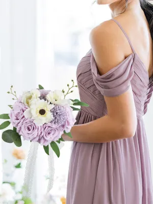 8.9 inch wide Pastel Purple Bridesmaid Bouquet