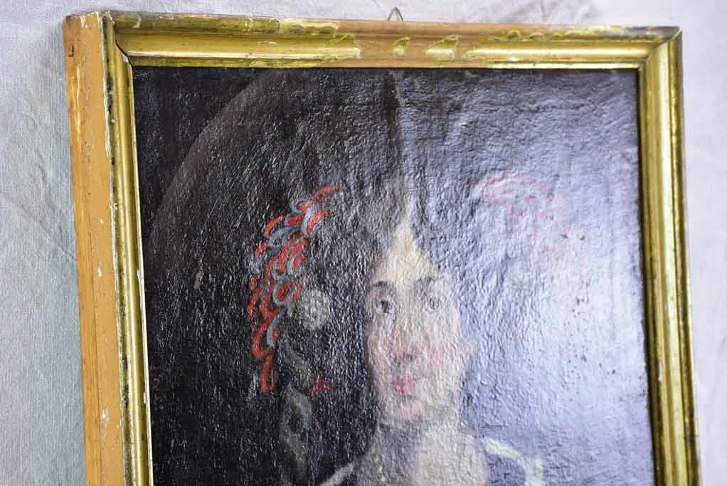 Antique French portrait of a lady - rustic condition 25¼" x 30¼"