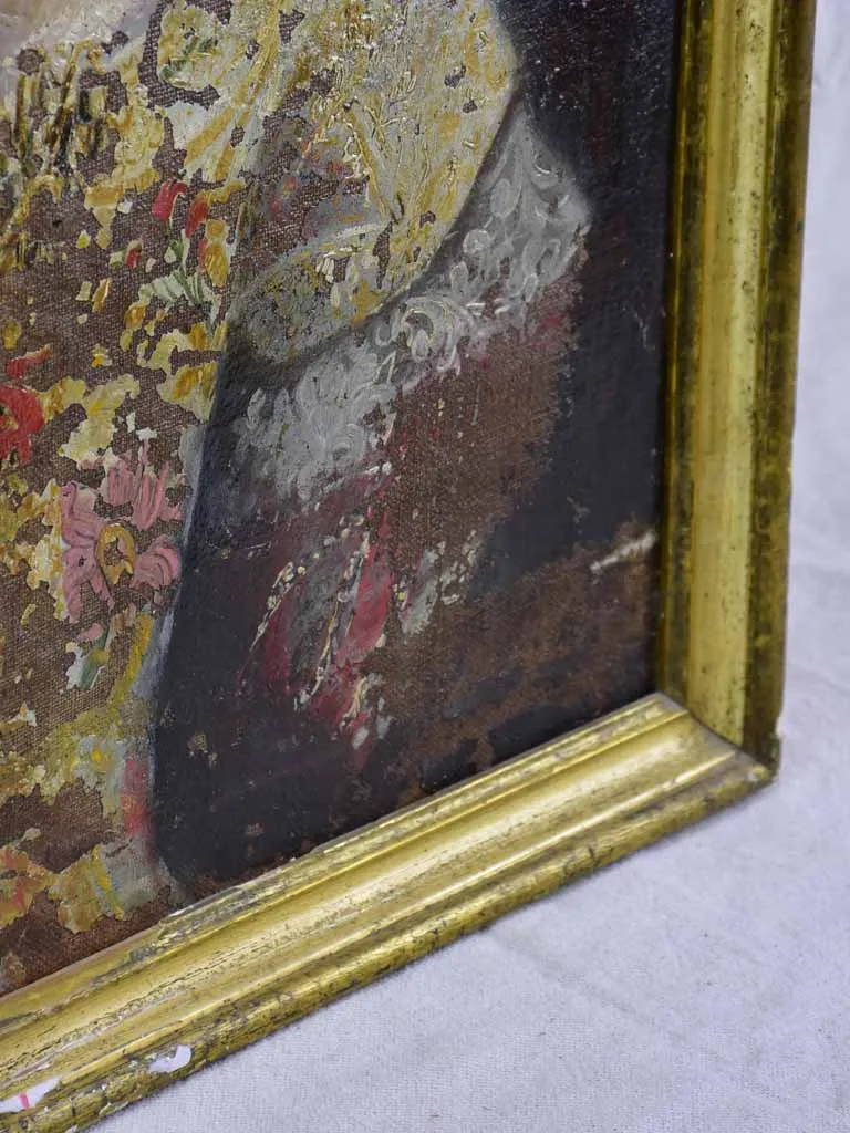 Antique French portrait of a lady - rustic condition 25¼" x 30¼"