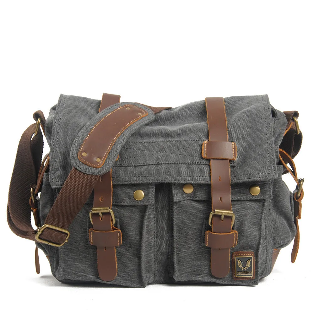 Arxus  15.6"-17.3" Men's Messenger Bag Vintage Canvas Leather Military Shoulder Laptop Bag