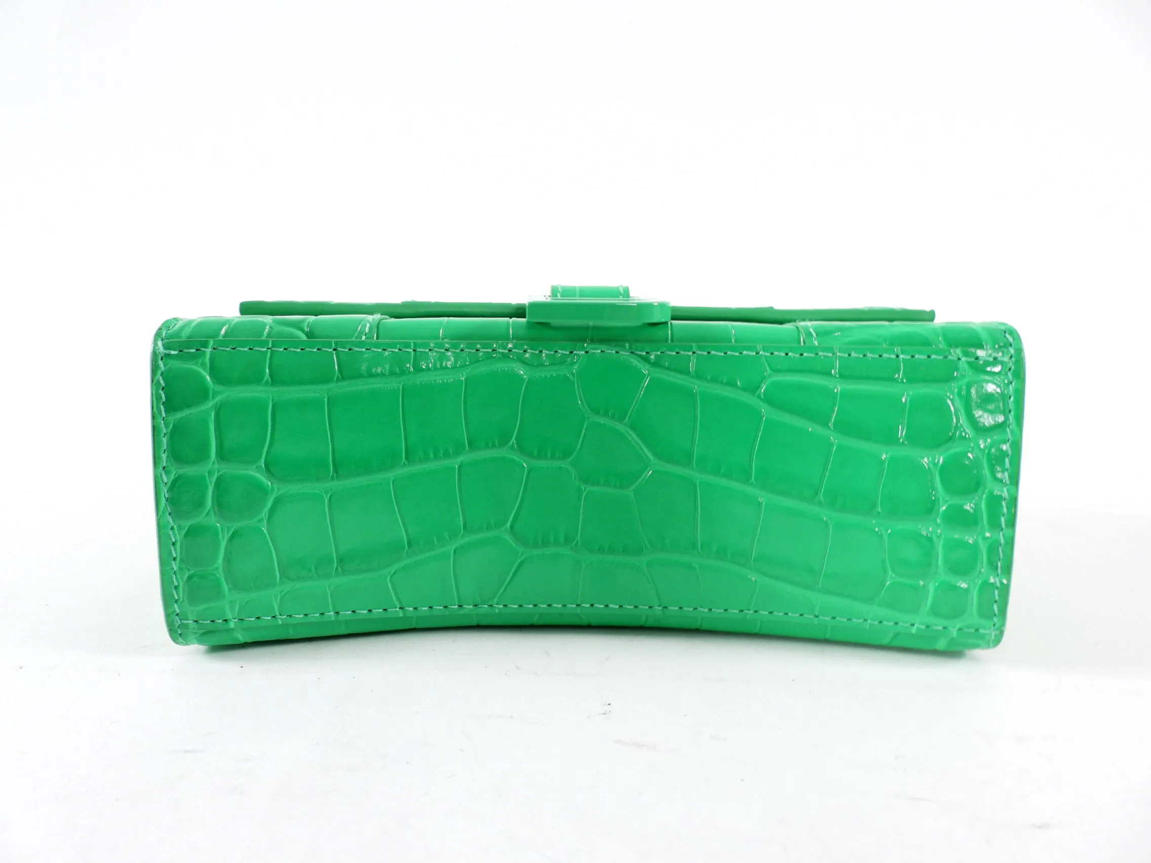 Balenciaga Green Croc Embossed Mini Hourglass Bag