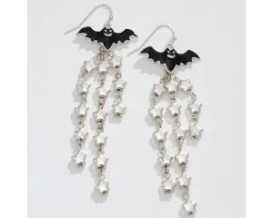 Bat With Star Dangle Earrings