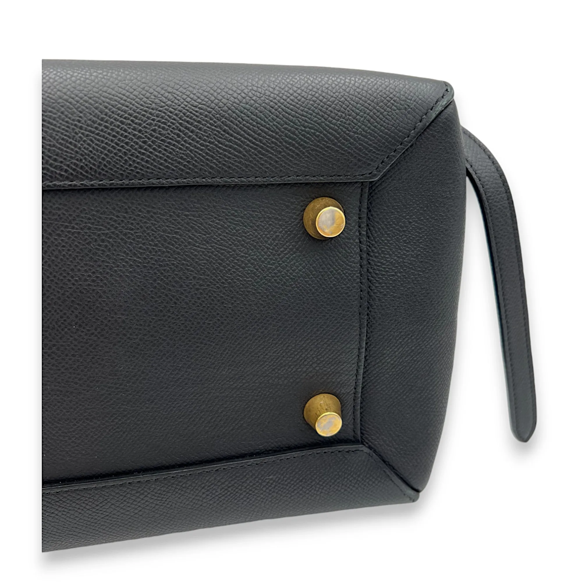 Belt Bag Mini Black Top Handle Bag in Calfskin, Gold hardware