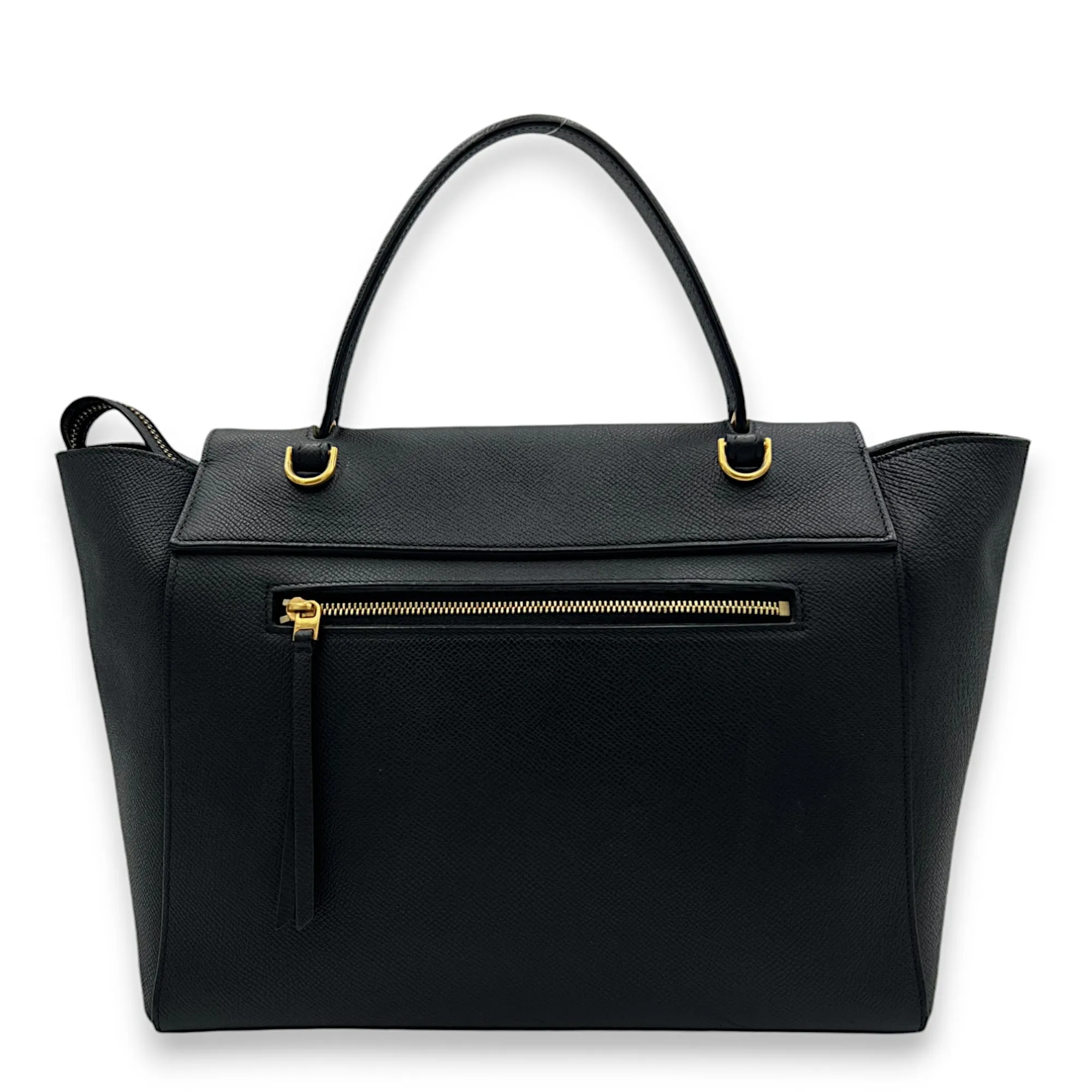 Belt Bag Mini Black Top Handle Bag in Calfskin, Gold hardware