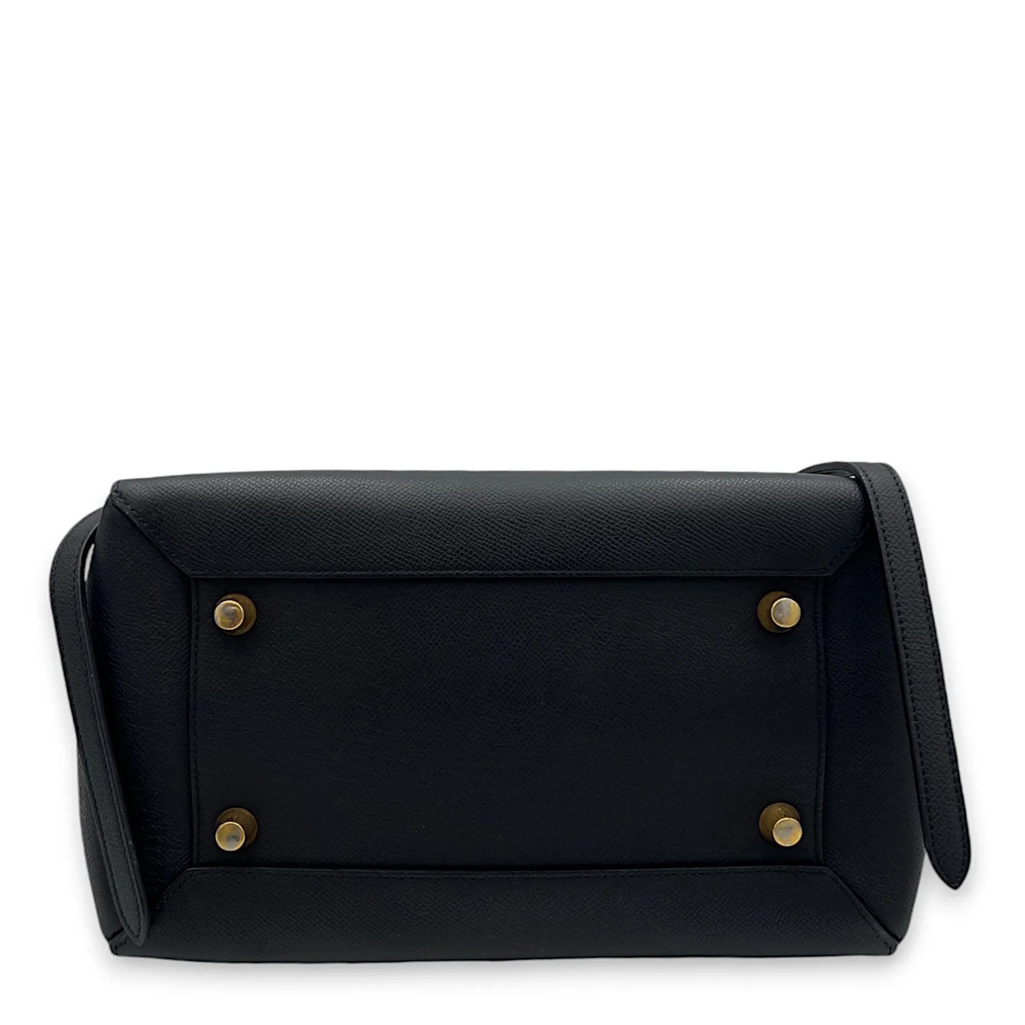 Belt Bag Mini Black Top Handle Bag in Calfskin, Gold hardware