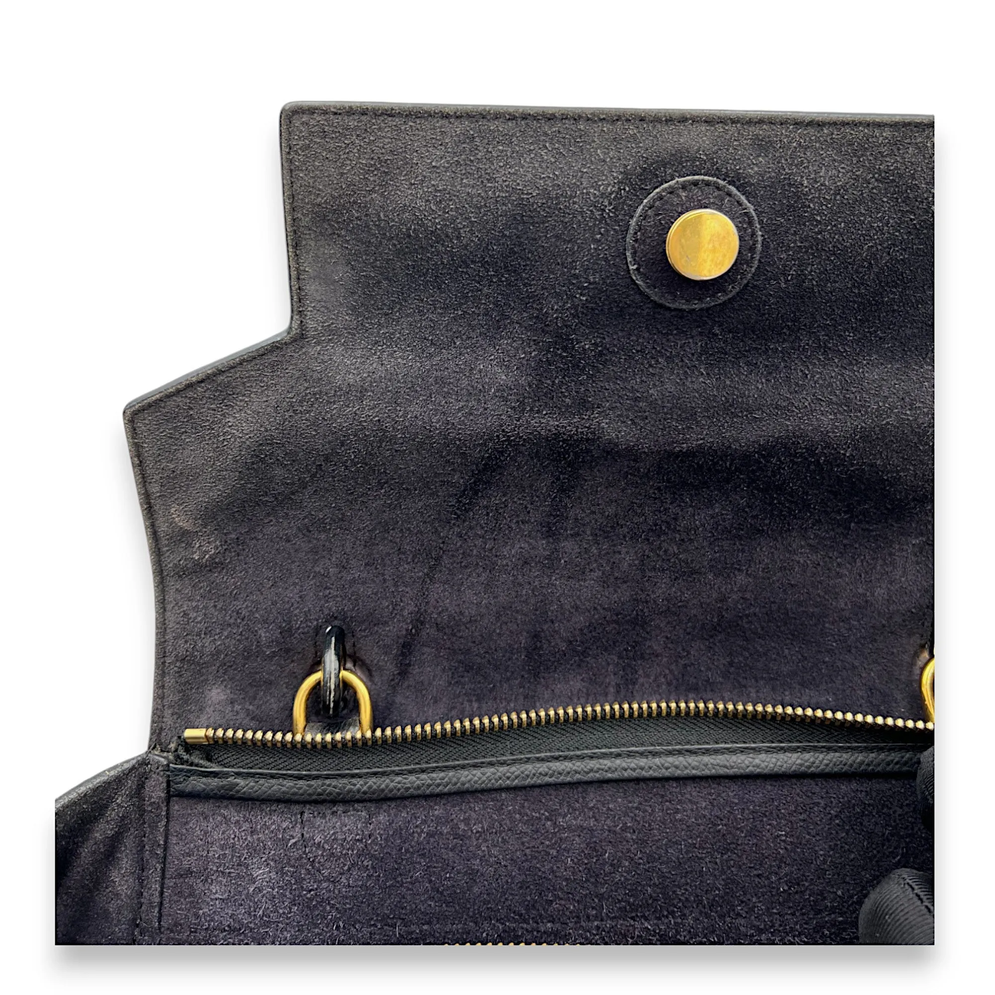 Belt Bag Mini Black Top Handle Bag in Calfskin, Gold hardware