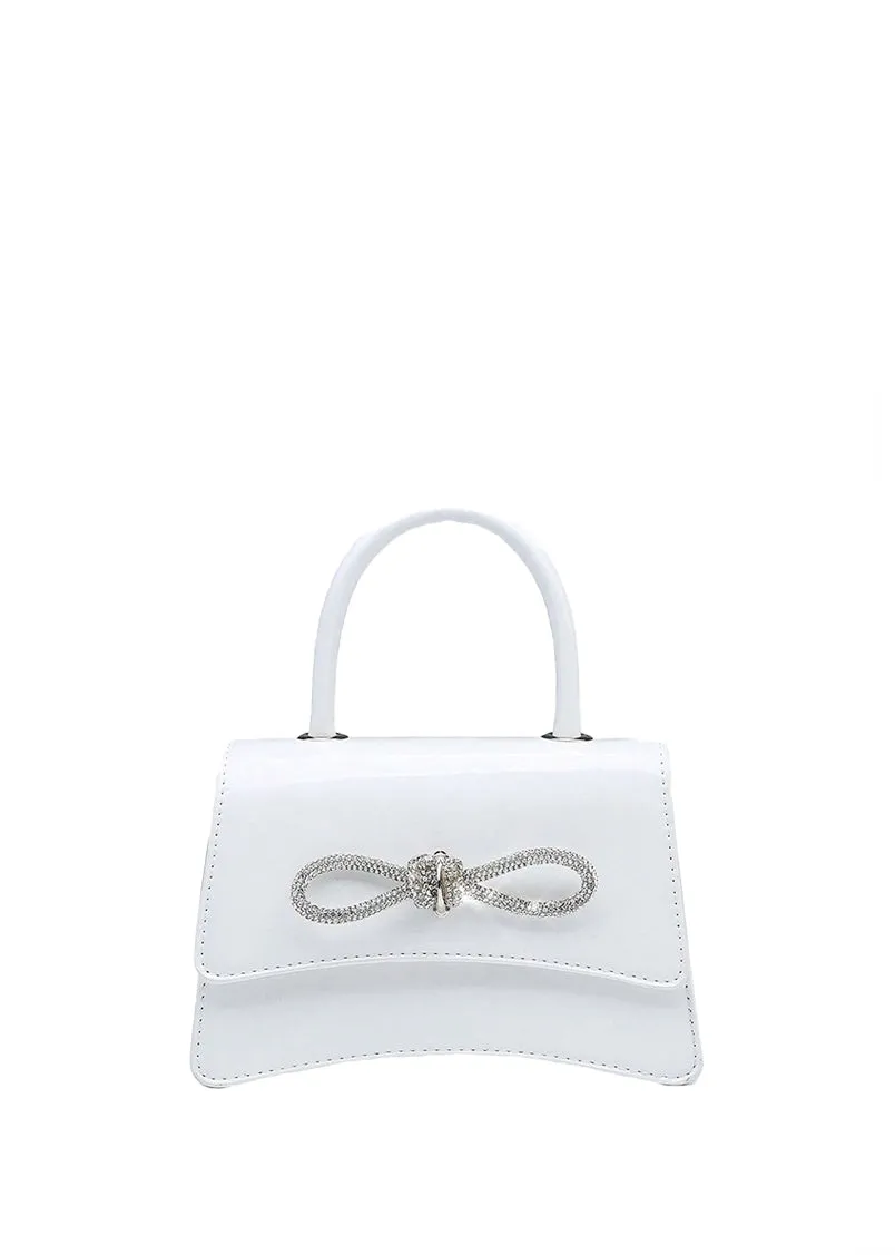 Billie Mini Bow Bag Patent White