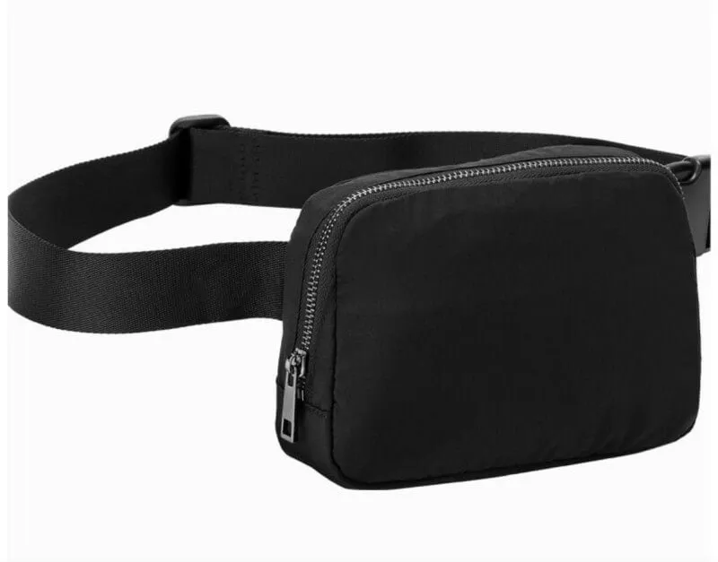 Black Crossbody Belt Bag for Running, Hiking and Travel