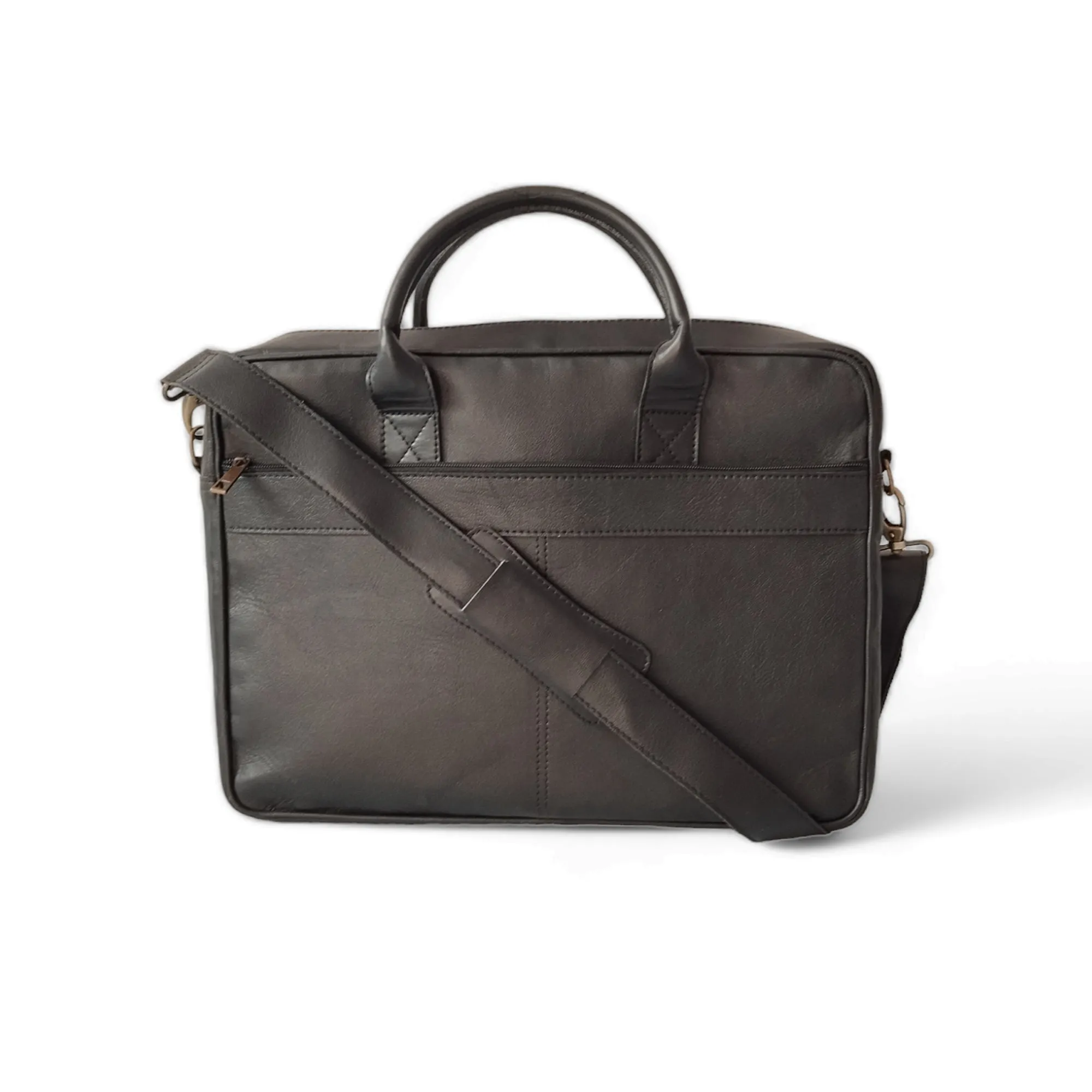 Black Leather Laptop Bag for Men