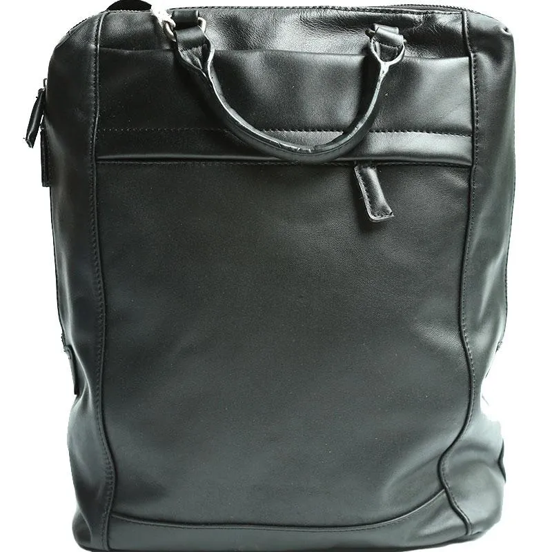 Black Leather Mens Backpack Travel Backpack Laptop Backpack for men