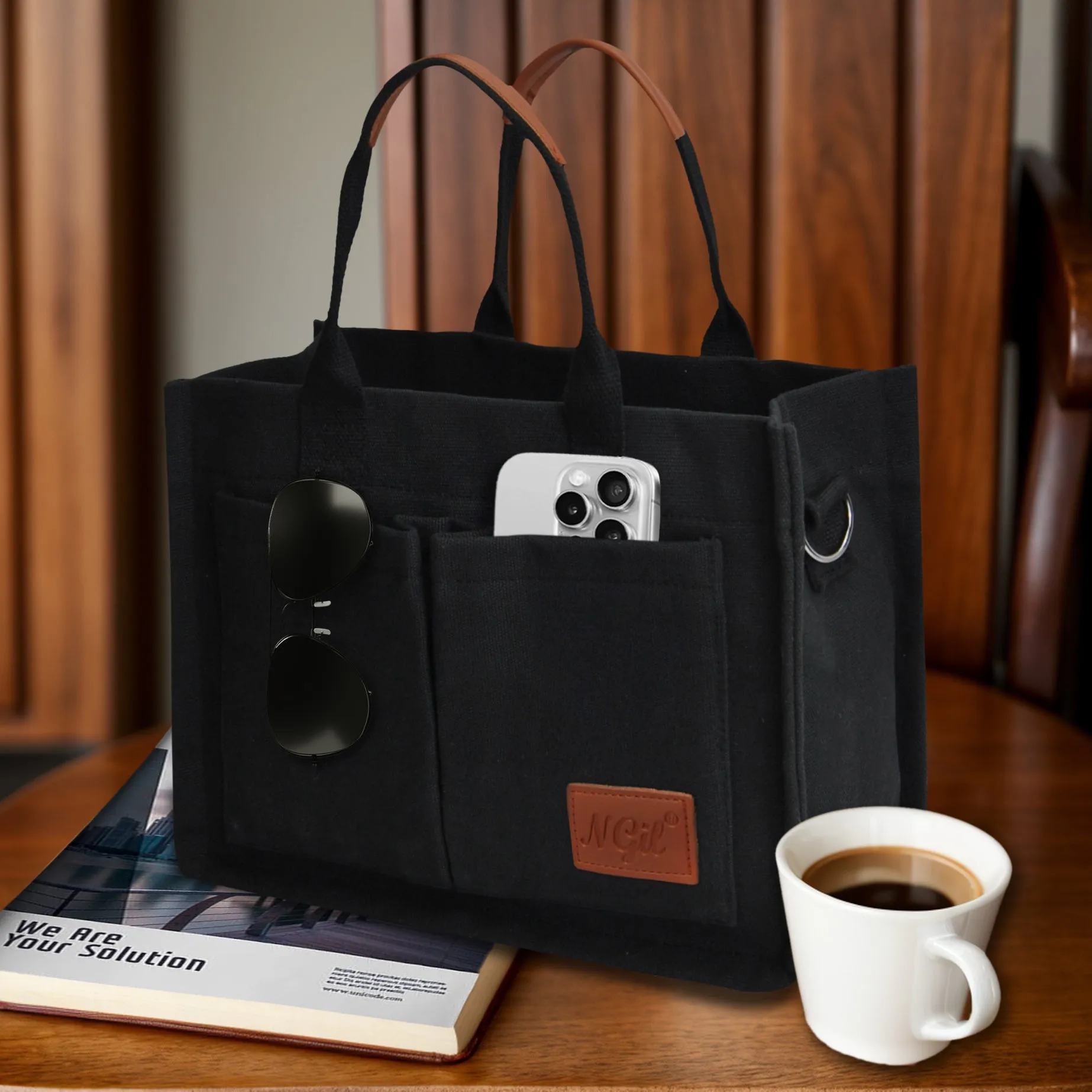 Black NGIL Large Canvas Tote Bag