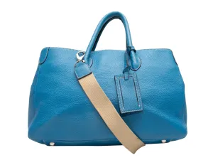 Blue Suarez Leather Crossbody Tote Bag