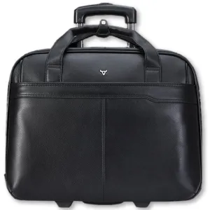 Brando Armstrong Leather  17" Laptop/Overnight Trolley Bag | Black