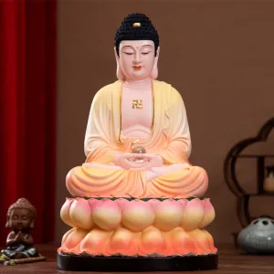 Buddha Shakyamuni Statue, Pastel Resin Material