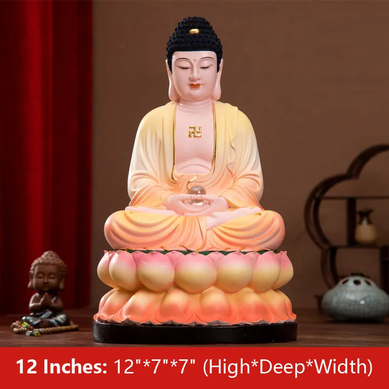 Buddha Shakyamuni Statue, Pastel Resin Material