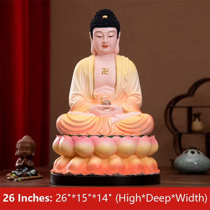 Buddha Shakyamuni Statue, Pastel Resin Material