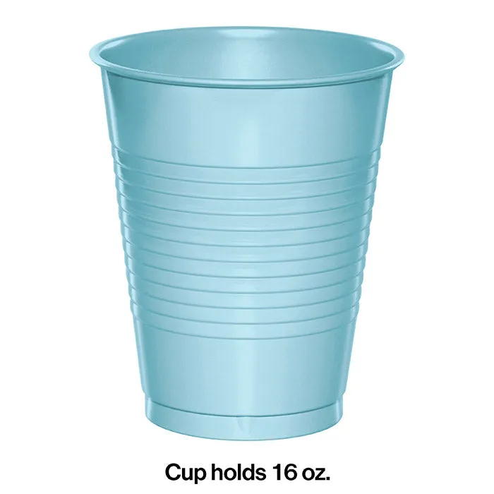 Bulk Pastel Blue 16 oz Plastic Cups (240 per Case)