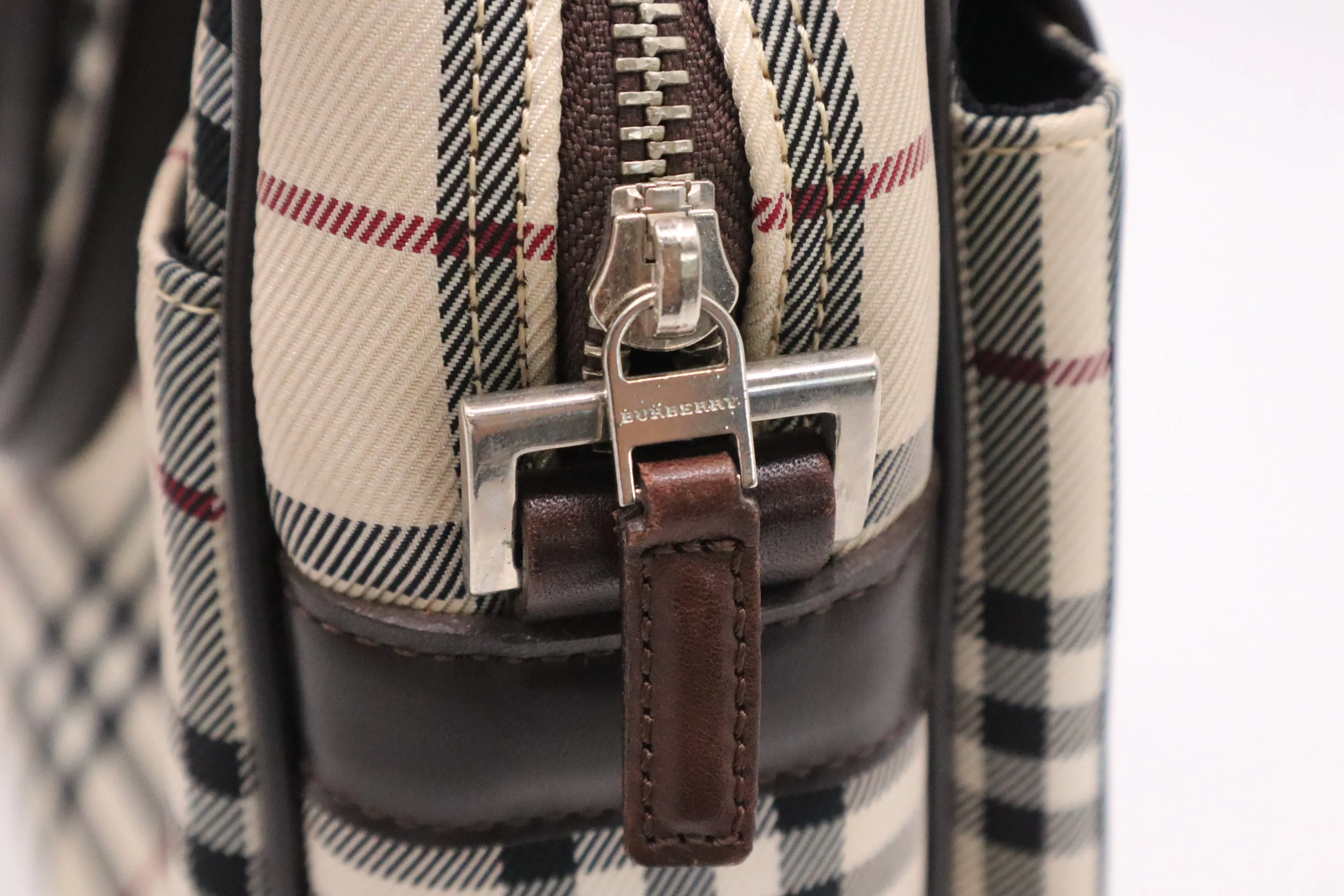 Burberry Laptop Bag in Beige Checked Canvas