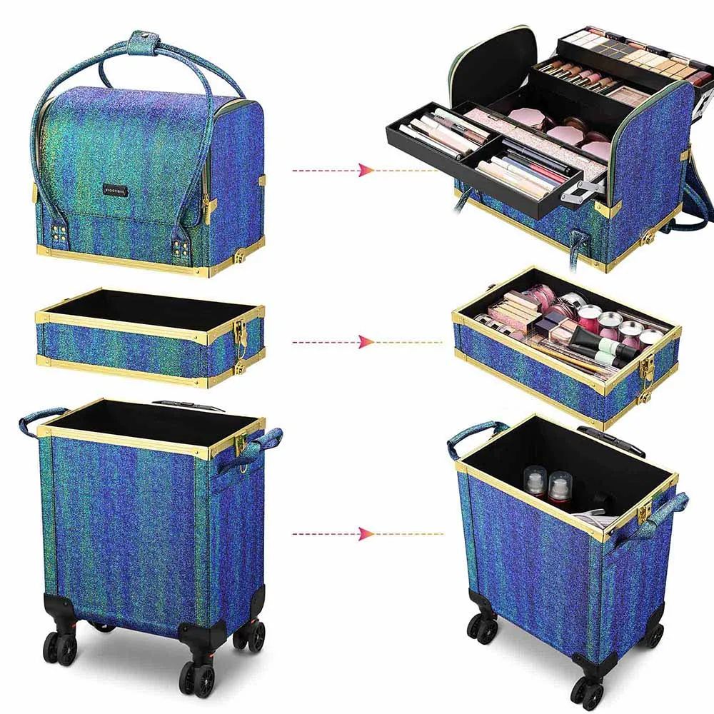 Byootique Explore 3in1 Rolling Makeup Artist Trolley Case