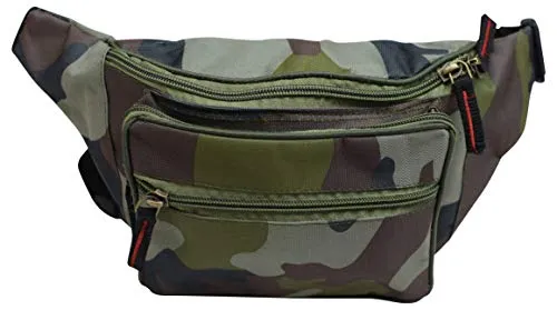 Camo nylon waist fanny pack belt bag pouch travel hiking camping hip purse men women (camo)