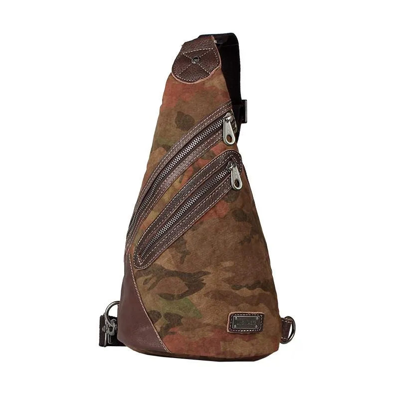 Camouflage Canvas Sling Backpack Men's Sling Bag Camouflage Chest Bag Canvas One shoulder Backpack For Men