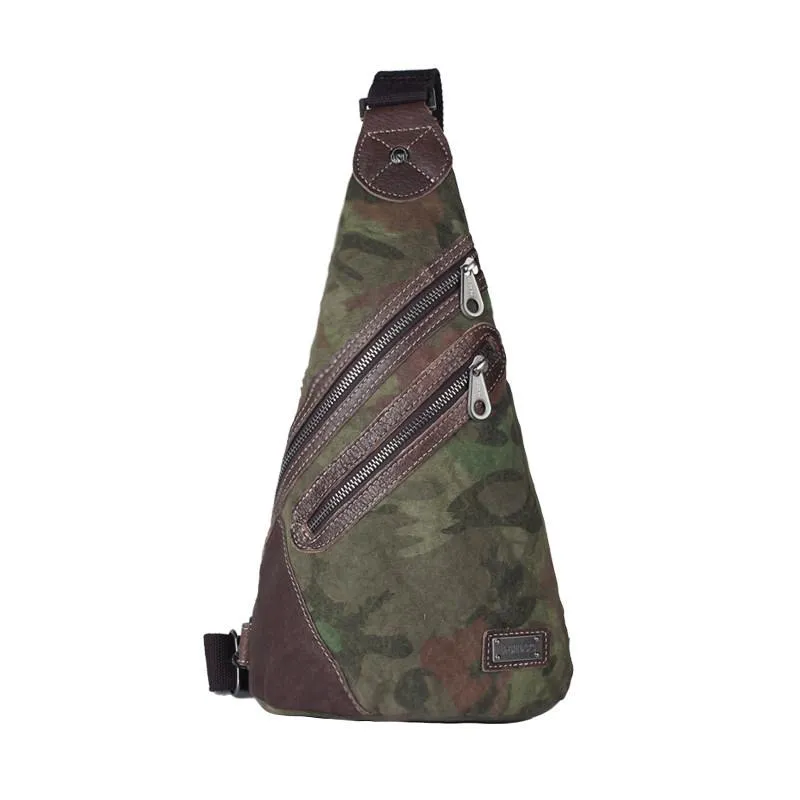 Camouflage Canvas Sling Backpack Men's Sling Bag Camouflage Chest Bag Canvas One shoulder Backpack For Men