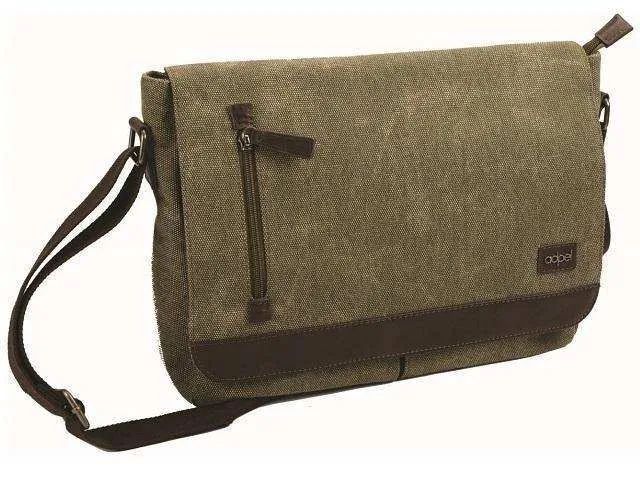 Canvas And Leather Shoulder Laptop Bag