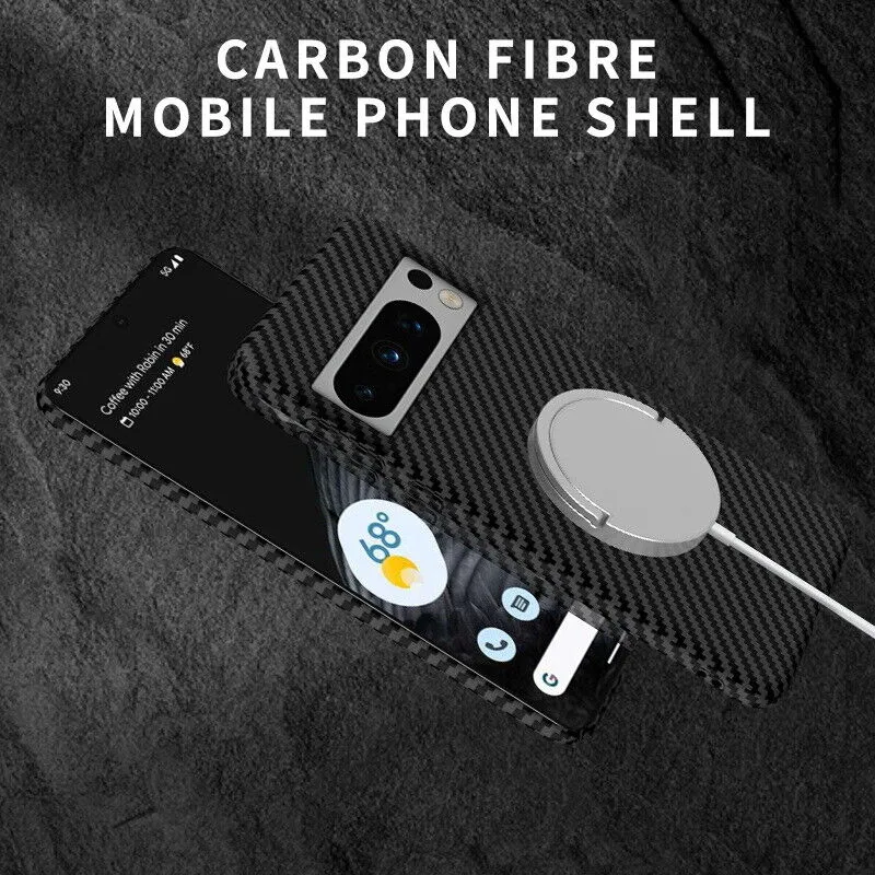 Carbon Fiber Magsafe Magnetic Case With Stand For Google Pixel 8 7