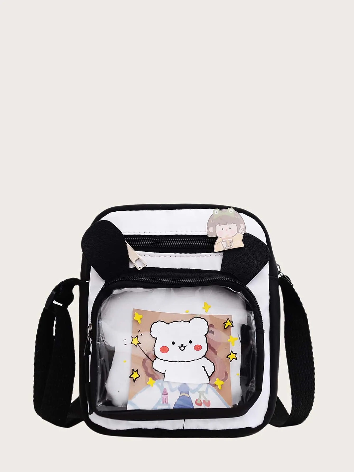 Cartoon Graphic Two Tone Crossbody Bag