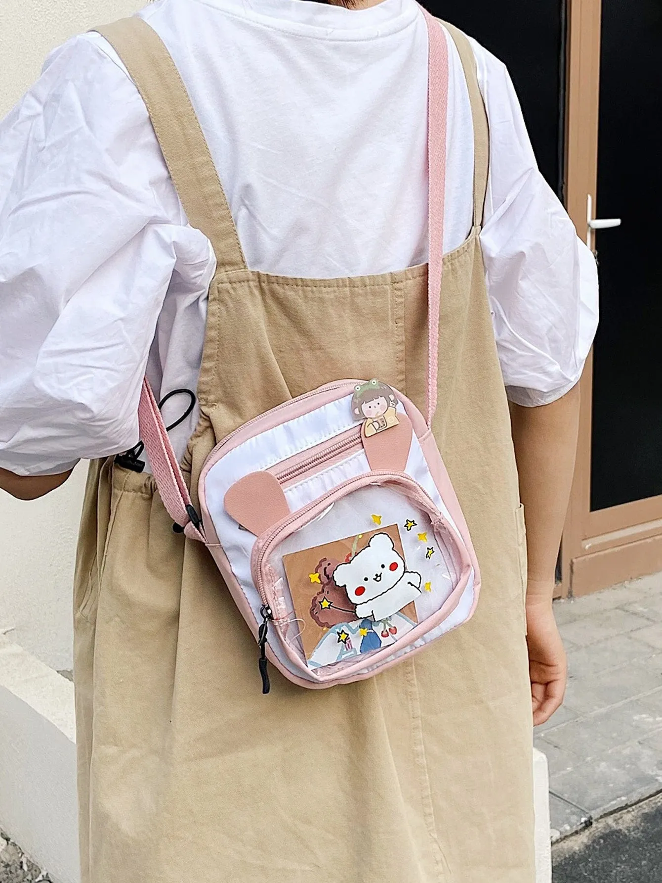 Cartoon Graphic Two Tone Crossbody Bag