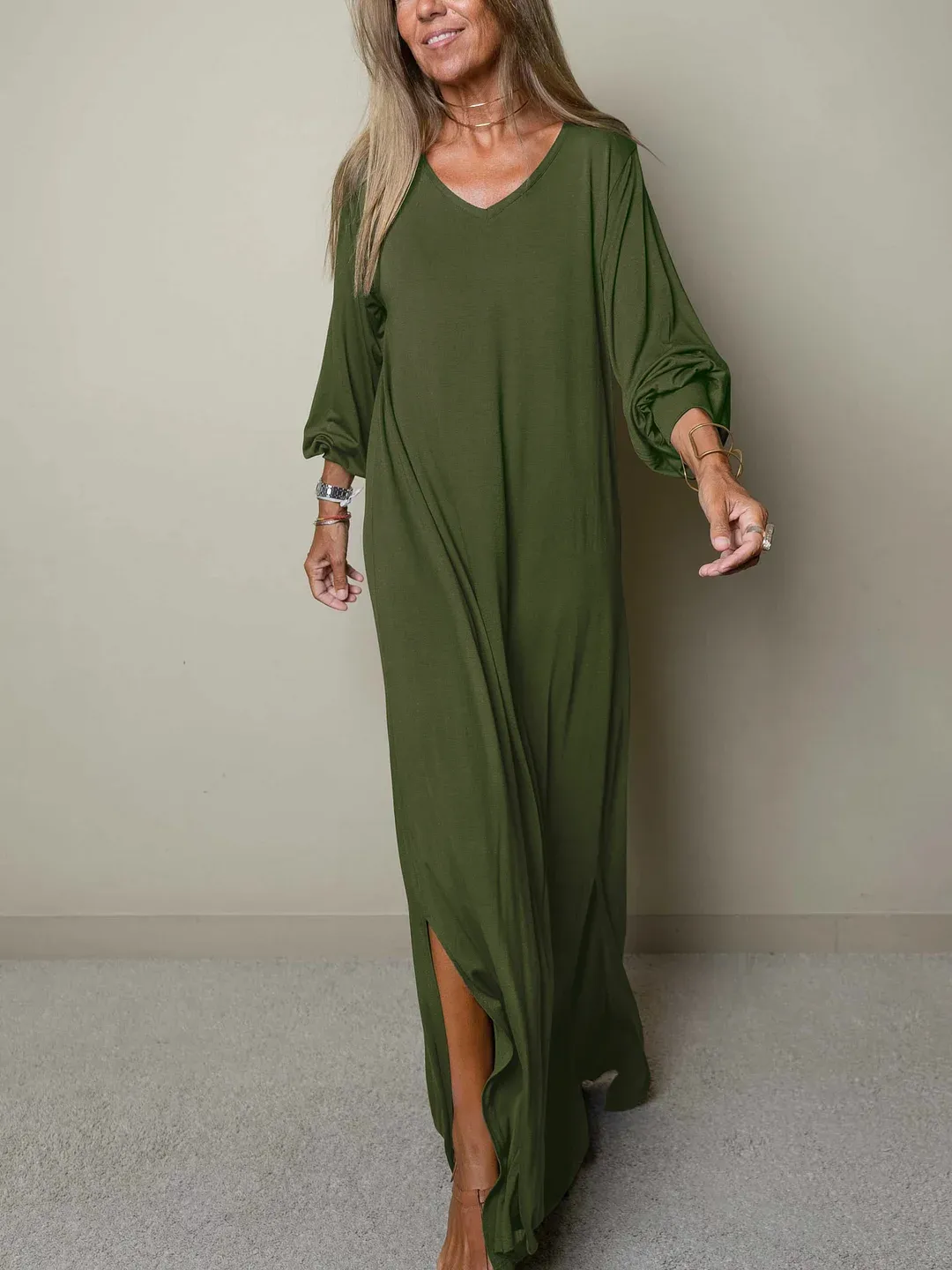 Casual Classic V-neck Maxi Dress