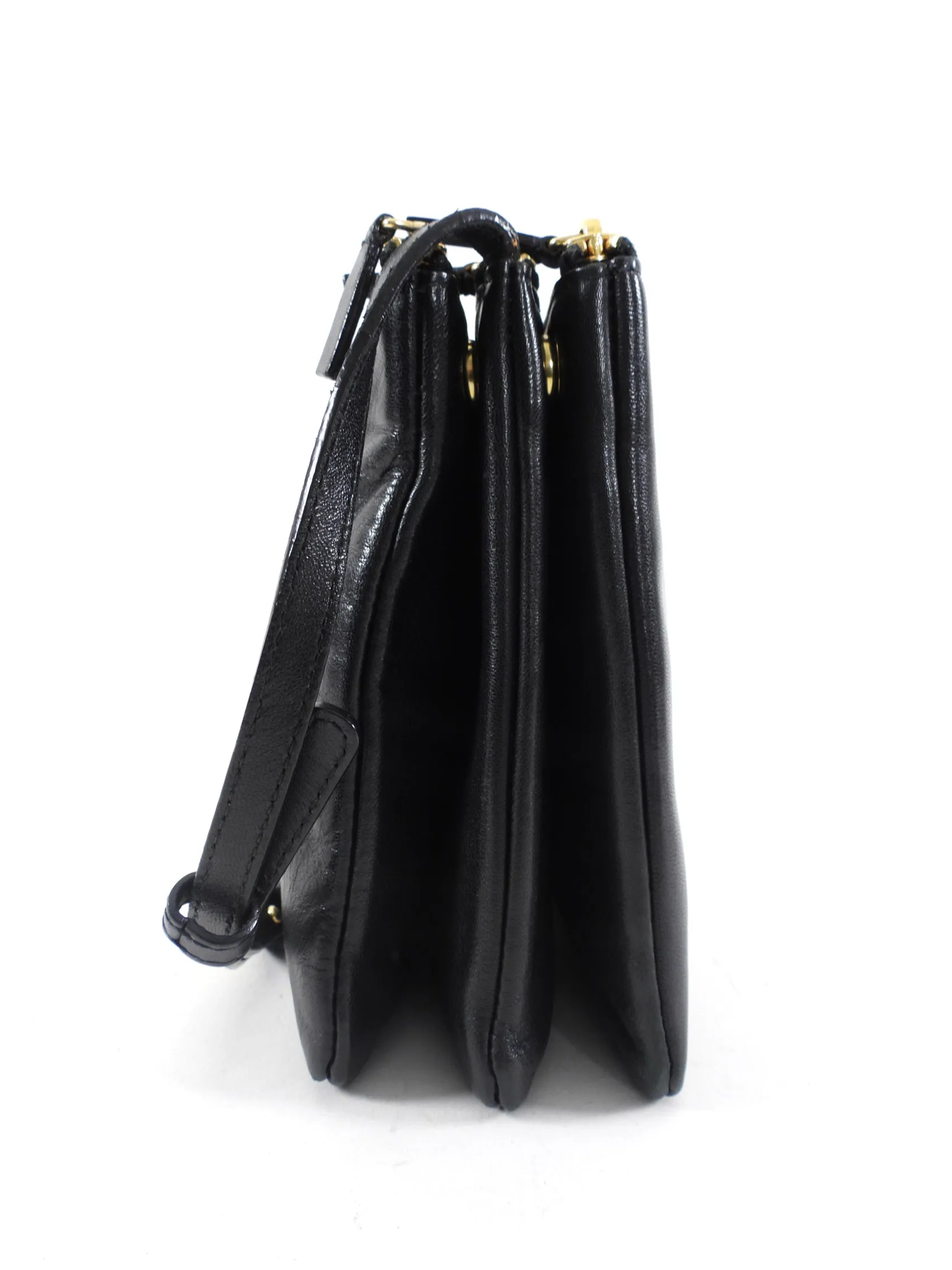 Celine Black Leather Trio Crossbody Bag