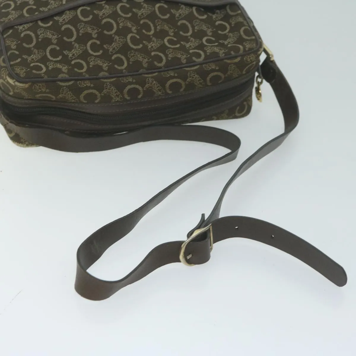 CELINE C Macadam Canvas Shoulder Bag Brown Auth ep3138